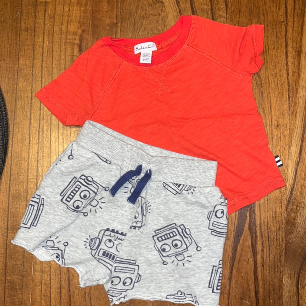 Splendid boys two piece short and shirt set. Size 6-12 months. NWOT